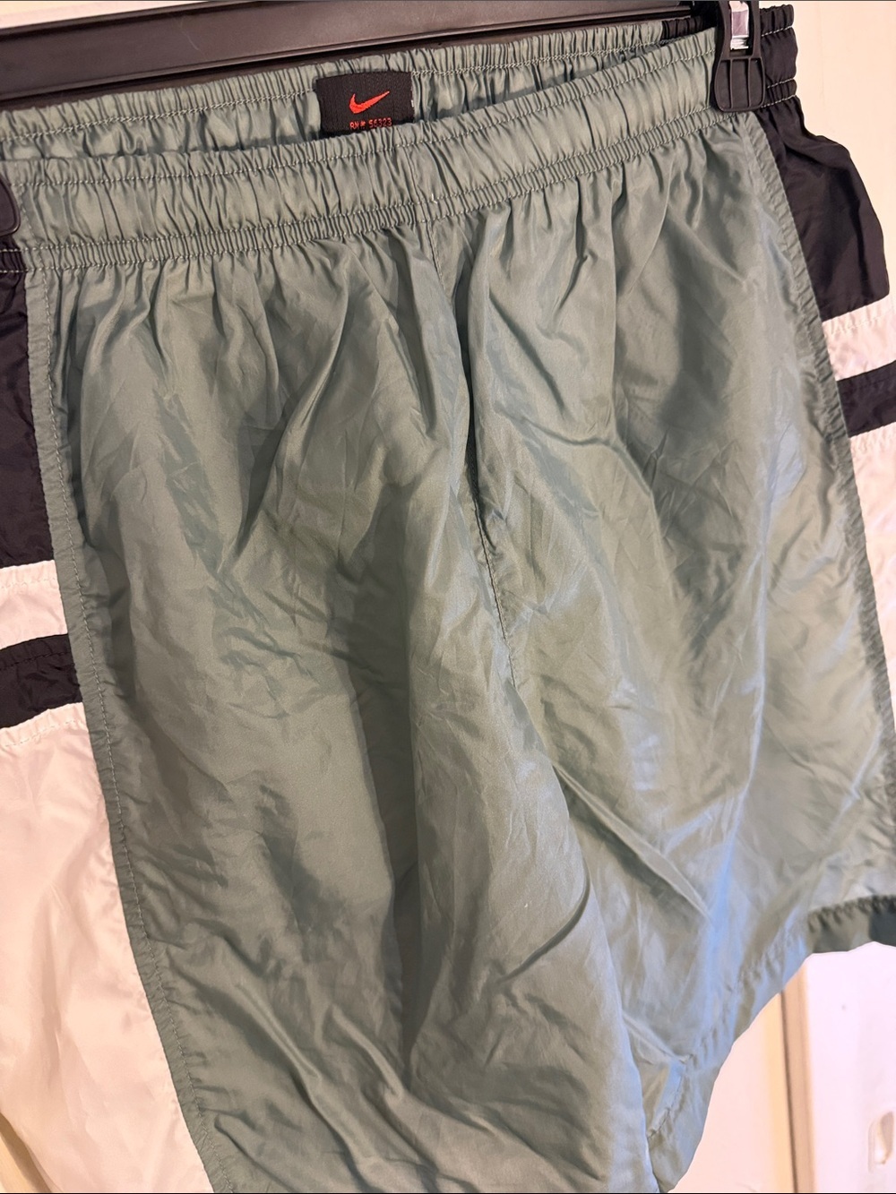 Nike Sage Green Nylon Athletic Swim Shorts with Elastic Waist